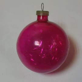 Ёлочная игрушка СССР, стекло. Шар гигант розовый большой, блестящий. Раритетная украшение, винтаж