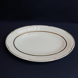 Блюдо овальное 34х24 см, ЗИК Конакова, фаянс, позолота. Винтаж, СССР.