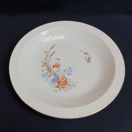 Блюдо круглое глубокое 31 см, фарфор, деколь, позолота. ГДР.