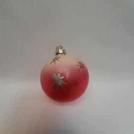 Ёлочная игрушка СССР. Шар новогодний стеклянный, красный декорированный звёздами. Винтажная.