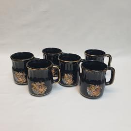 Набор из 6 чашек, керамика деколь позолота 260 мл
