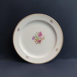 Большое блюдо Пролетарий, фарфор деколь позолота 35 см, винтаж СССР