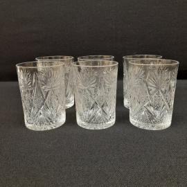 Набор из 6 стаканов для подстаканников , хрусталь 225мл высота 10 см, винтаж СССР
