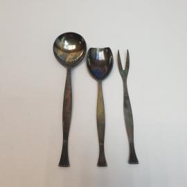 Набор из 3-ех сервировочных столовых предмета, МНЦ, патина. Винтаж, СССР.