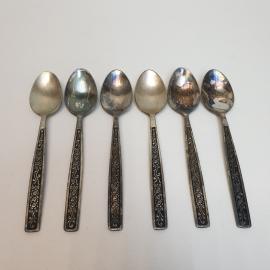 Набор чайных ложек 6 шт,мельхиор, Таллинский завод, патина. Винтаж, СССР.