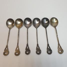 Набор чайных ложек 6 шт, МНЦ, патина. Винтаж, СССР.