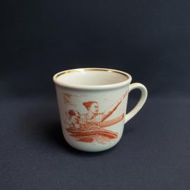 Кружка Василий Иваныч и Петька, Дулево, Агитационный фарфор, деколь, позолота, 250 мл. Винтаж, СССРй