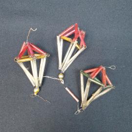 Набор елочных игрушек стеклярус 7х3 см под реставрацию. Винтаж, СССР.