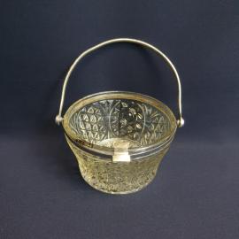 Ваза с металлической ручкой, конфетница, 500 мл. Винтаж, СССР.