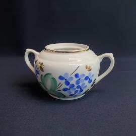 Сахарница без крышки Вербилки, фарфор роспись позолота 0.5 л, винтаж СССР