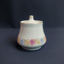 Сахарница Пролетарий, фарфор деколь позолота 0.5 л скол, винтаж СССР