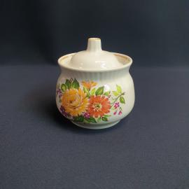 Сахарница, фарфор деколь позолота 0.5 л, скол, винтаж СССР