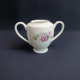 Сахарница без крышки, фарфор деколь позолота 0.5 л, винтаж Китай