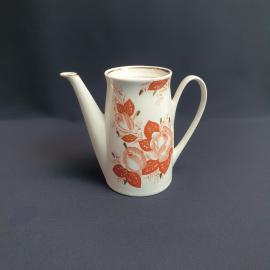 Кофейник без крышки Вербилки, фарфор деколь позолота 1.1 л, винтаж СССР