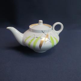 Чайник Ивушка Дулево, фарфор деколь позолота 0.5 л, винтаж СССР