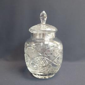 Крюшонница хрустальная, рельефный орнамент, высота 30 см, 3 литра. Винтаж, СССР.