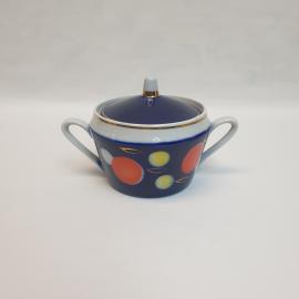 Сахарница Полонное, фарфор крытье кобальт деколь 375 мл, винтаж ГДР