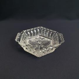 Салатник Земляничка Бахметевский з-д, хрусталь 18х16 см, винтаж СССР