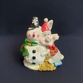 Новогодний сувенир копилка, композитный материал, роспись.