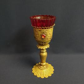 Лампада настольная 21 см, металл, стекло. Винтаж.