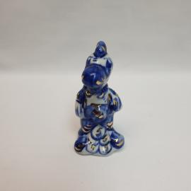 Статуэтка Петушок, фарфор, роспись, позолота. Гжель.