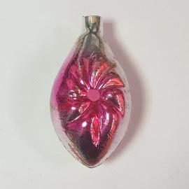 Елочная игрушка медальон с цветком. Двусторонний. Стекло. Винтаж СССР