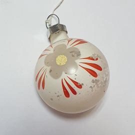 Елочная игрушка шар, ручная роспись, сход краски, стекло. Винтаж СССР