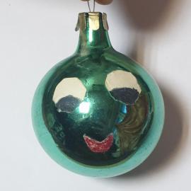 Елочная игрушка шар украшенный ребёнком. Стекло, винтаж СССР