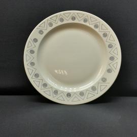 Тарелка блюдо с геометрическим орнаментом Конаково, фаянс,деколь, 37х37 см. Винтаж СССР