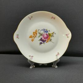 Тарелка-блюдо Thun "Мейсенский букет", фарфор, деколь,  29х27 см. Винтаж Чехословакия