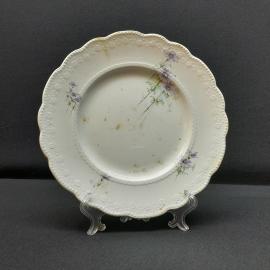 Тарелка с цветочным декором Т-во М.С. Кузнецова, фарфор деколь дефекты, антикварная и винтажная  до 1917г 