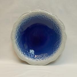 Блюдо с ажурным краем Ленинградский з-д Стройфаянс 28 см, кобальт, винтаж СССР