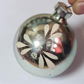 Елочная игрушка шар морозный узор. Стекло, винтаж СССР