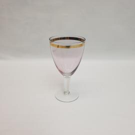 Бокал 14 см, марганцовое стекло, позолота, 200 мл. Винтаж, СССР.