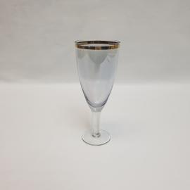 Бокал 15 см, цветное стекло, потертости позолоты. Винтаж, СССР.