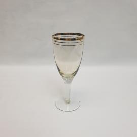 Бокал 16 см, карамельное стекло, позолота, 200 мл. Винтаж, СССР.