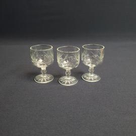 Набор из 3 рюмок НПО Светлана, хрусталь, резка 25 мл, винтаж СССР