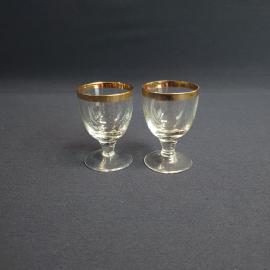 Набор из 2 рюмок, стекло позолота 30 мл, винтаж СССР