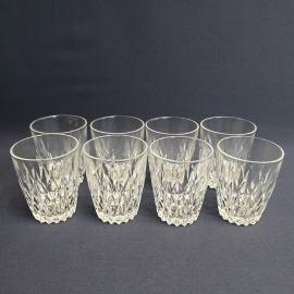 Набор граненых стопок 8 см 8 шт, стекло, 140 см. Винтаж, СССР.