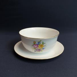 Соусник Мейсеновский букет, фарфор, деколь, позолота.  Винтаж Чехословакия.