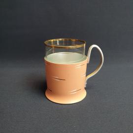 Стакан с подстаканником "Березка", алюминий, стекло, позолота, 250 мл. Винтаж, СССР.