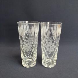 Пара стаканов, хрусталь, алмазная резка, высота 14 см, 250 мл. Винтаж, СССР.