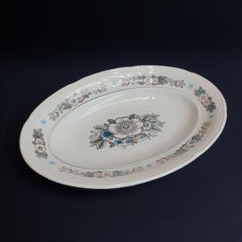 Блюдо овальное 35х24 см, ЗИК Конакова, фаянс, деколь. Винтаж, СССР.