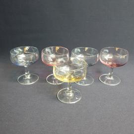 Набор рюмок 5 шт, цветное стекло, 50 мл. Винтаж, СССР.