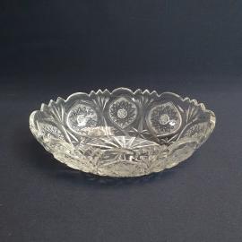 Салатник 600 мл, хрусталь, ручная резка, фигурный край. Винтаж, СССР.