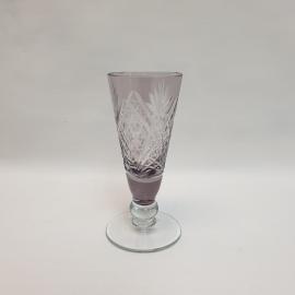 Рюмка, марганцевое стекло, ручная резка 1960 г, 40 мл. Винтаж, СССР.