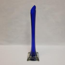 Ваза формы "Берц", стекло двухслойное, кобальт, есть сколы, высота 36 см. Винтаж, СССР.