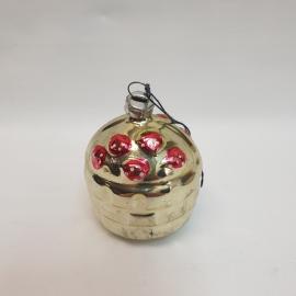 Елочная игрушка Корзинка 5х5 см, стекло. Винтаж, СССР.