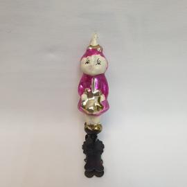 Елочная игрушка персонаж Редиска из сказки про Чипполино, стекло. Винтаж, СССР.