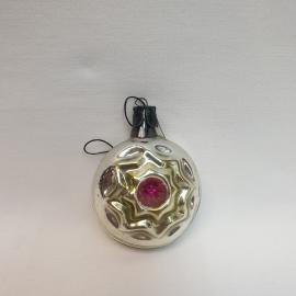 Елочная игрушка Медальон 4х4 см, стекло. Винтаж, СССР.